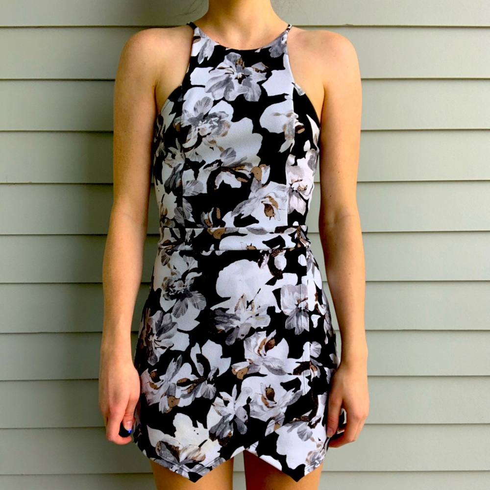 Formal Party Floral Envelope Romper w Skort Bottom